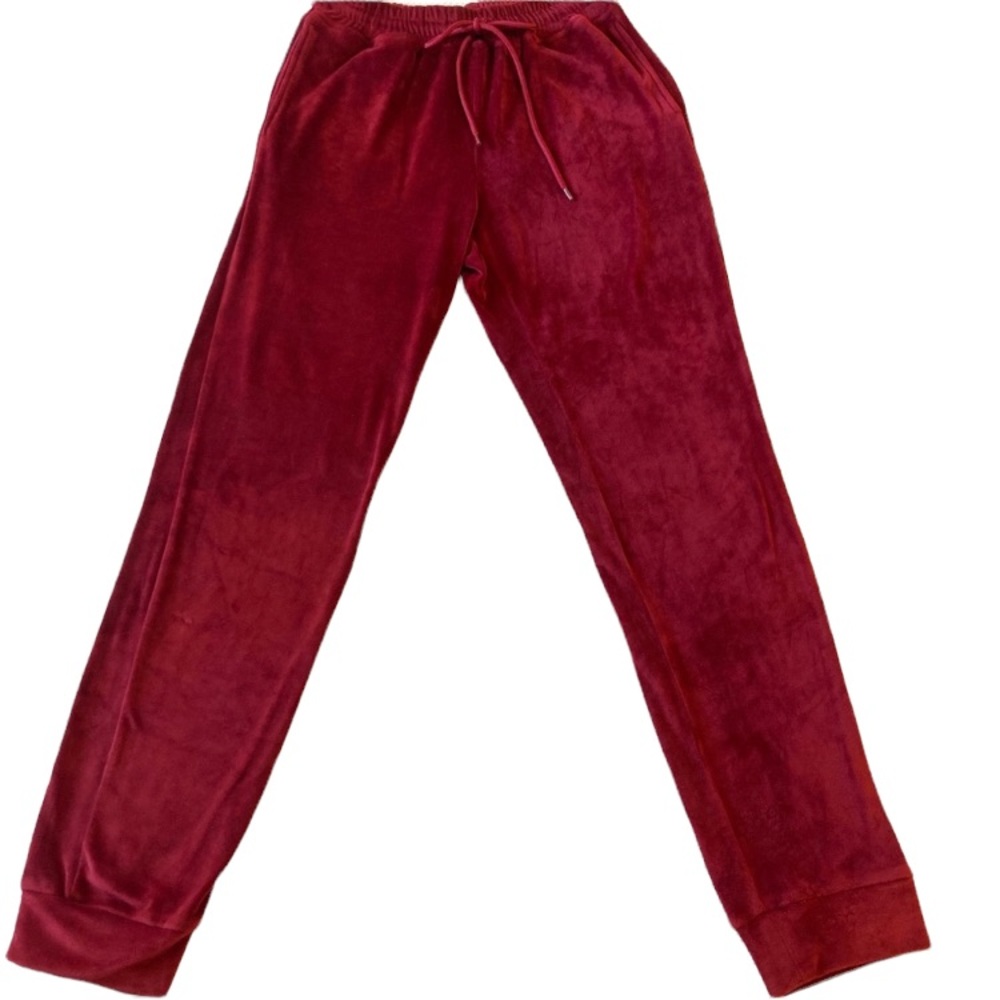 Danielle Guizio maroon red velour joggers sweatpants track pants size M w flaws